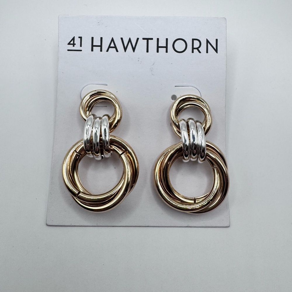 41 Hawthorn Gold And Silver Tone Interlocking Hoop Earrings Fashion Classic